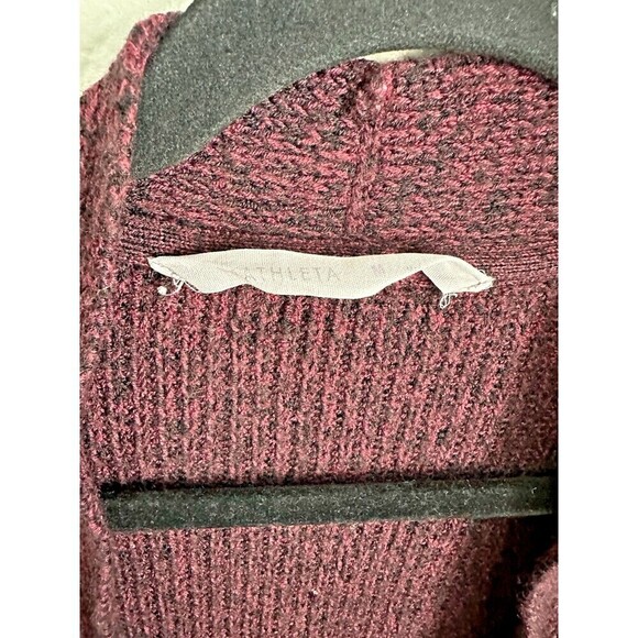 Athleta Cardigan Women's Size Medium Plum Wool Blend Open Front Long Sleeved - Picture 3 of 5